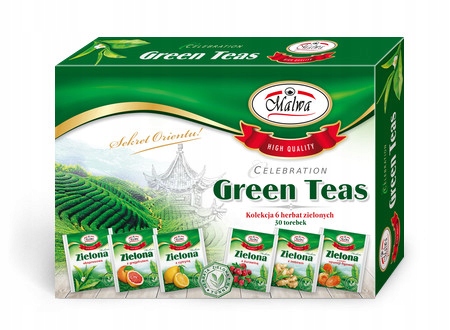 Levně Malwa Celebration Green Teas Kolekce 6 zelených čajů 60 g (6 x 5 x 2 g)