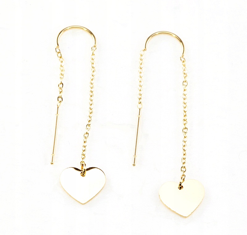 

H4519 Kolczyki Długie Złote Stal 316L Celebrytki