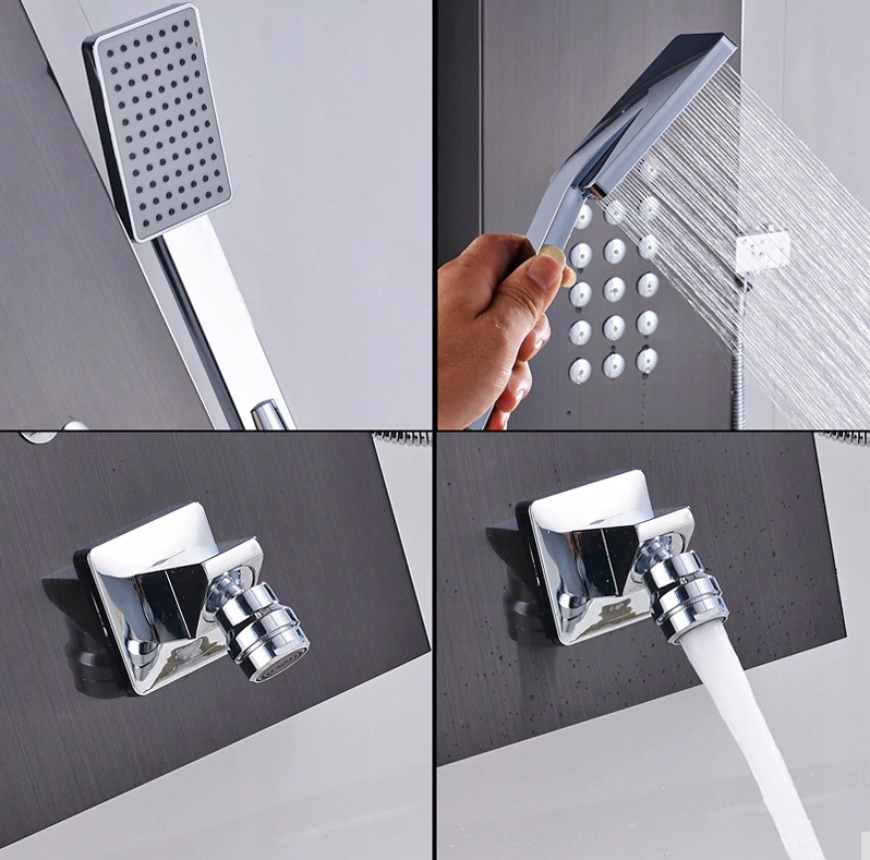 PANEL PRYSZNICOWY HYDROMASAŻ WYŚWIETLACZ LED Kolor czarny