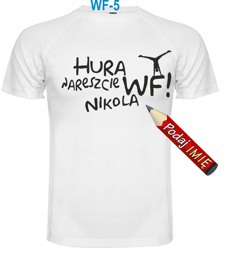 

Koszulka na Wf + imię dziecka oddychająca 146 cm
