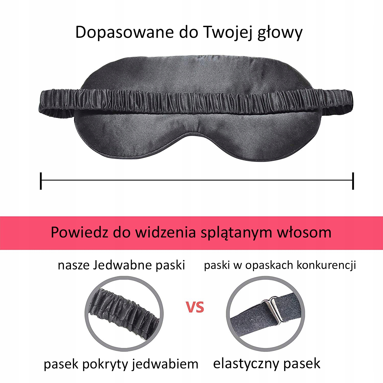 JEDWABNA OPASKA | MASKA NA OCZY DO SPANIA | *HIT* Materiał dominujący jedwab