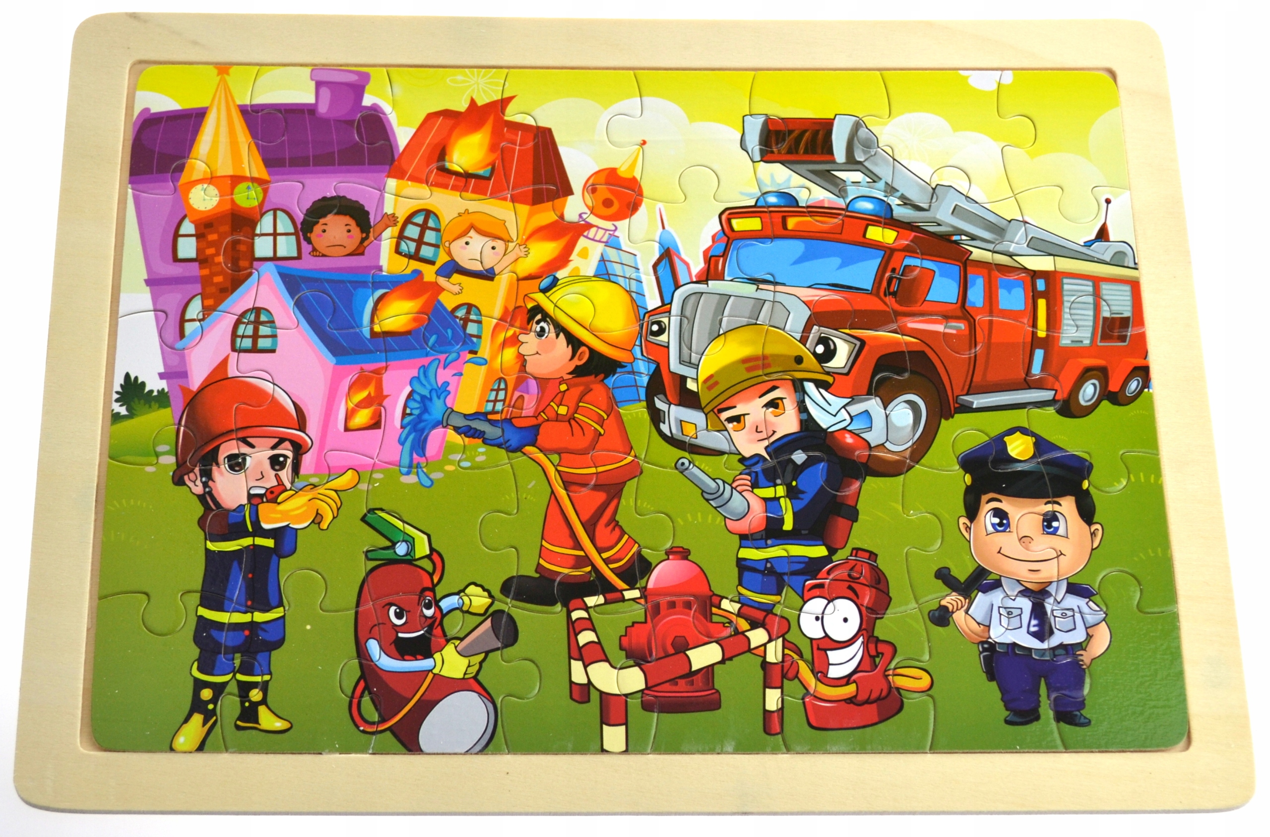 

Edukacyjne Duże Puzzle Drewniane 40 El Straż Pożar