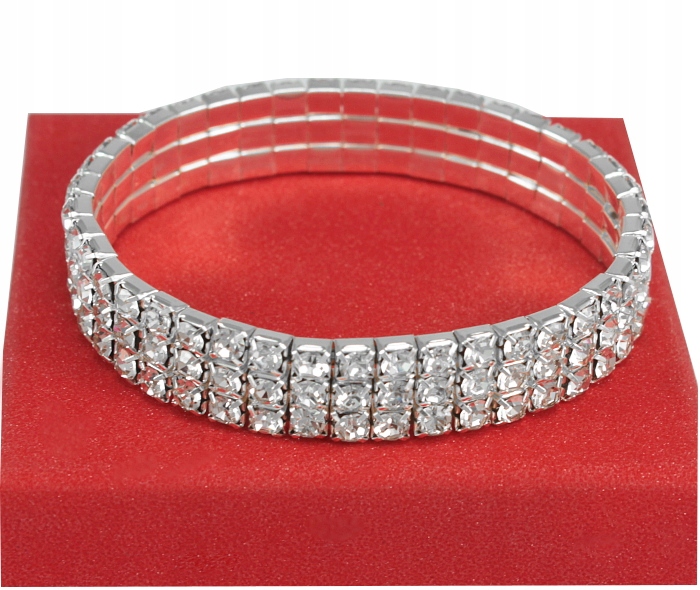 

Bransoletka Srebrna 3 Rzędowa Szkło Strass