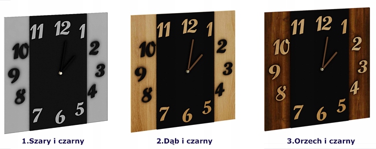 ZEGAR NA ŚCIANĘ NOWOCZESNY DREWNO SZKŁO = 35x35 CM Typ ścienny