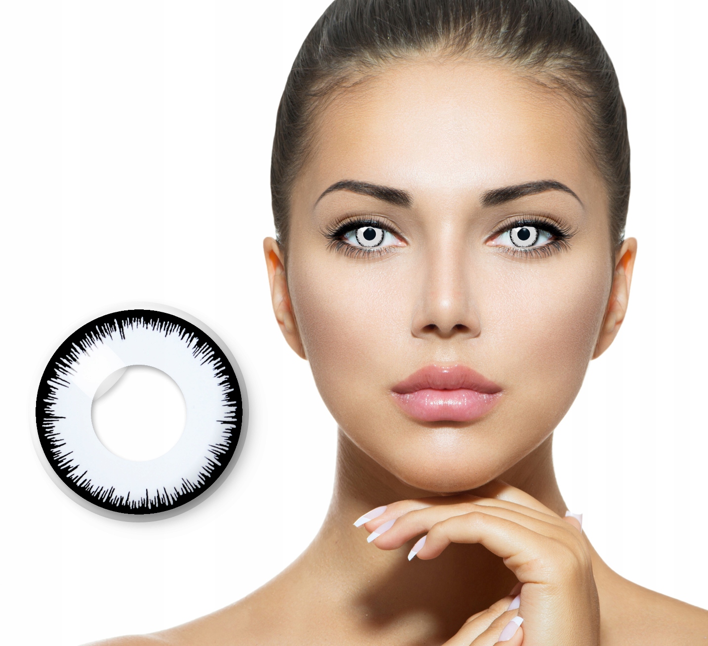 

Kolorowe Soczewki Crazy Lunatic Białe Halloween