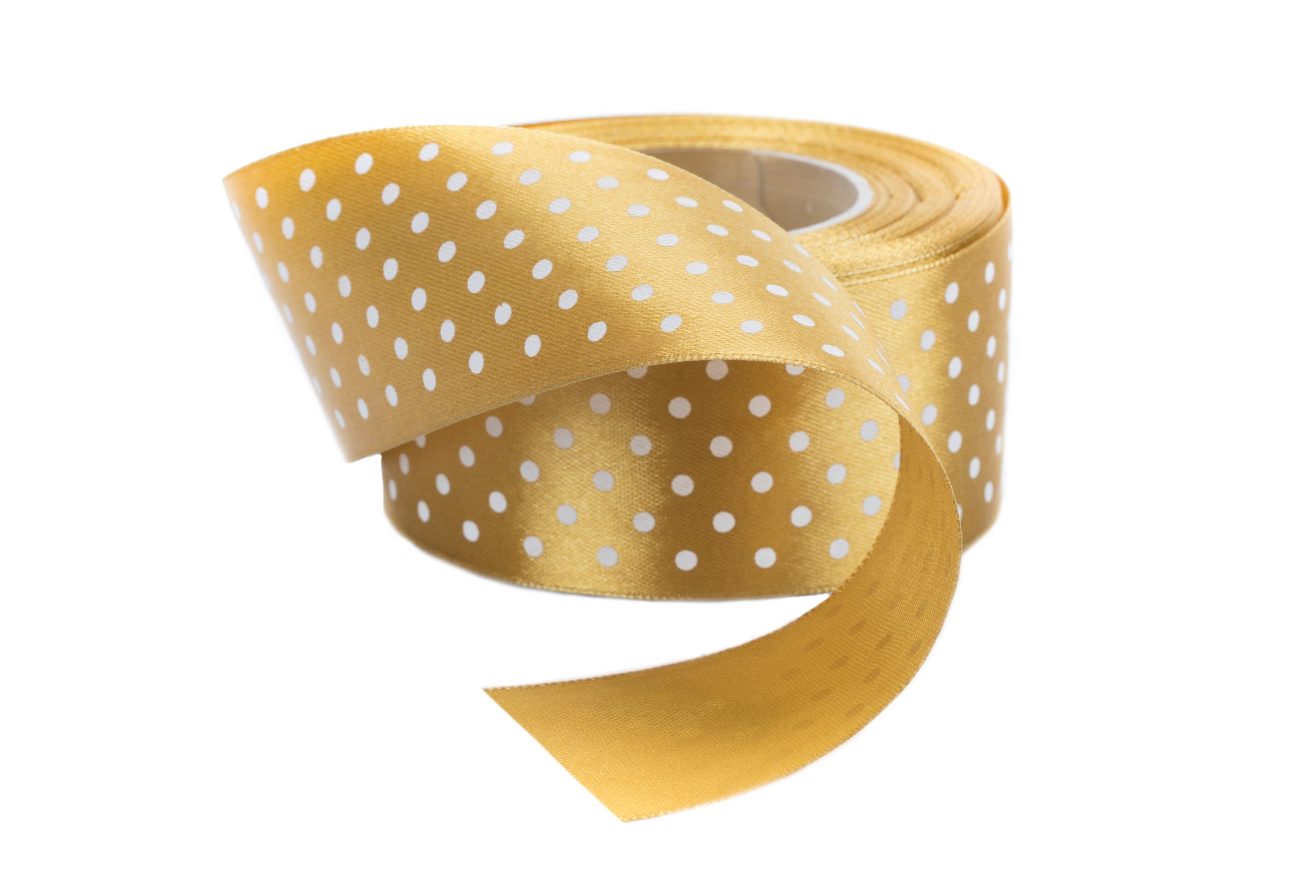 

Tasiemka Złota W Kropki Wstążka Satynowa 38mm 009