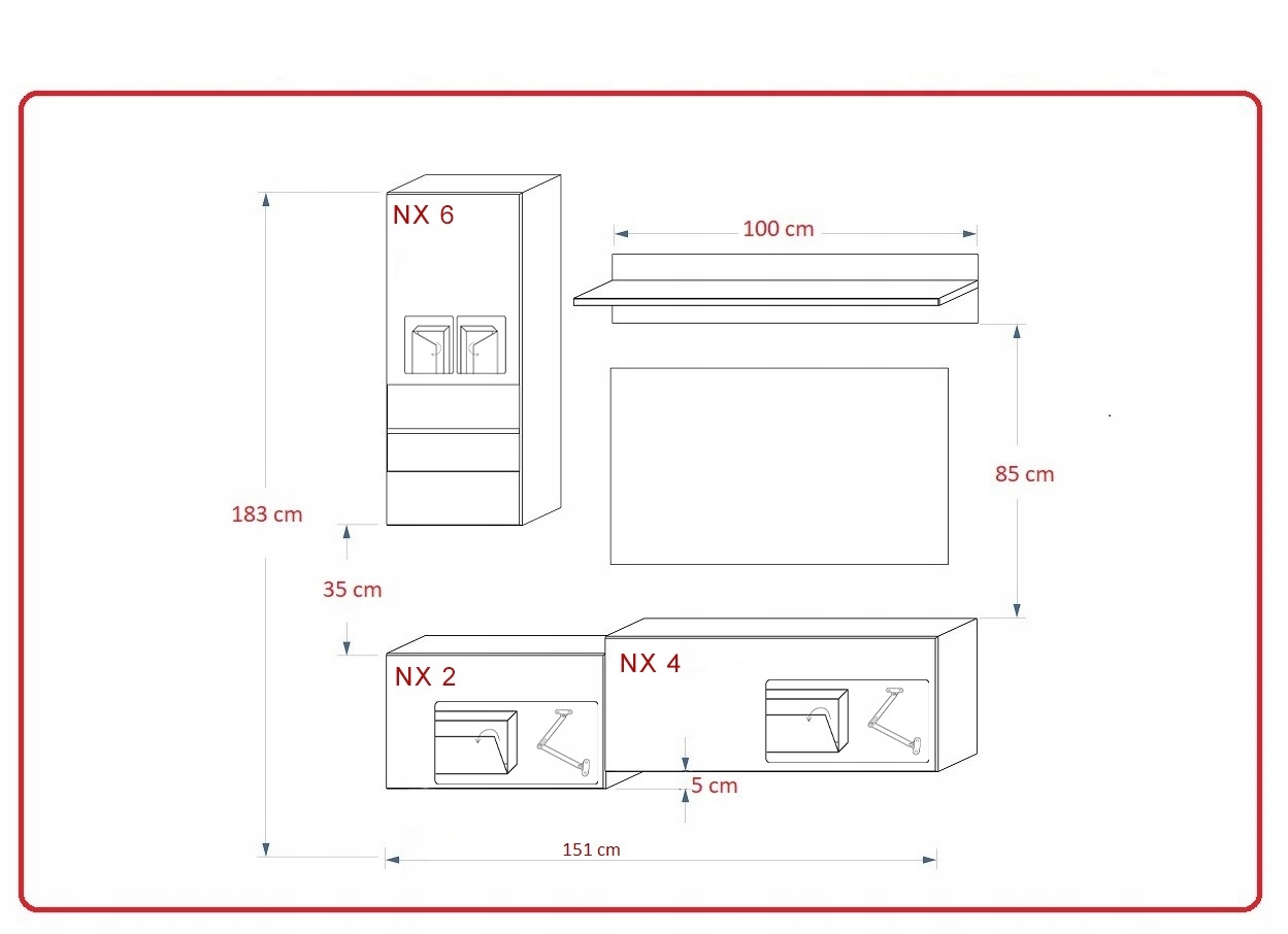 Meblościanka Stolik rtv Połysk Meble MODENA N290 Kod producenta meble 151 cm
