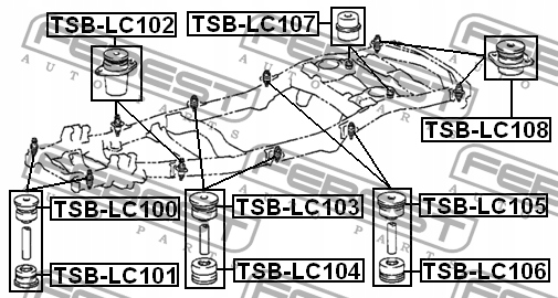 PODUSZKA TULEJA GUMA RAMY TOYOTA LAND CRUISER 100 Numer katalogowy części TSB-LC100