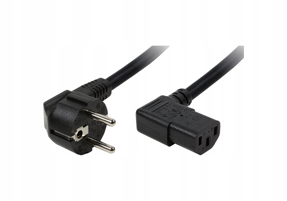 Kabel zasilania C13 Schuko 1,8m kątowe złącze C13