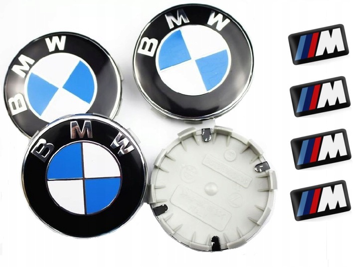 DEKIELKI BMW 68mm + NAKLEJKI NA FELGI M POWER 8226423362