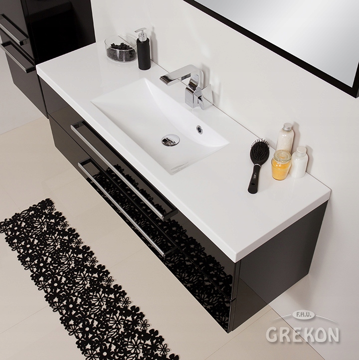 FOKUS meble łazienkowe czarna szafka umywalka 120 Głębokość mebla 39 cm