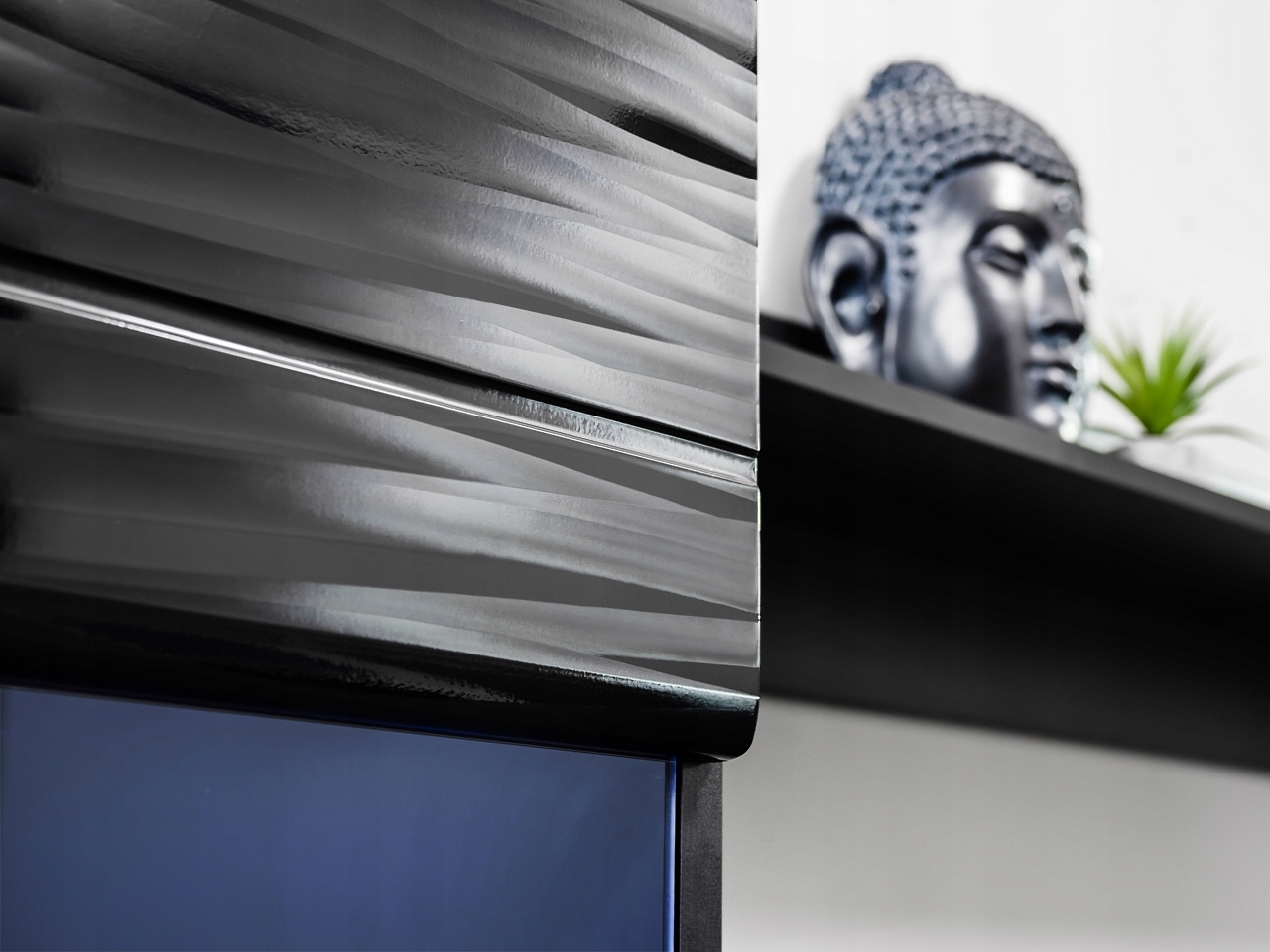 NOWOCZESNA MEBLOŚCIANKA MODICA Z EFEKTEM 3D ! Wykończenie połysk