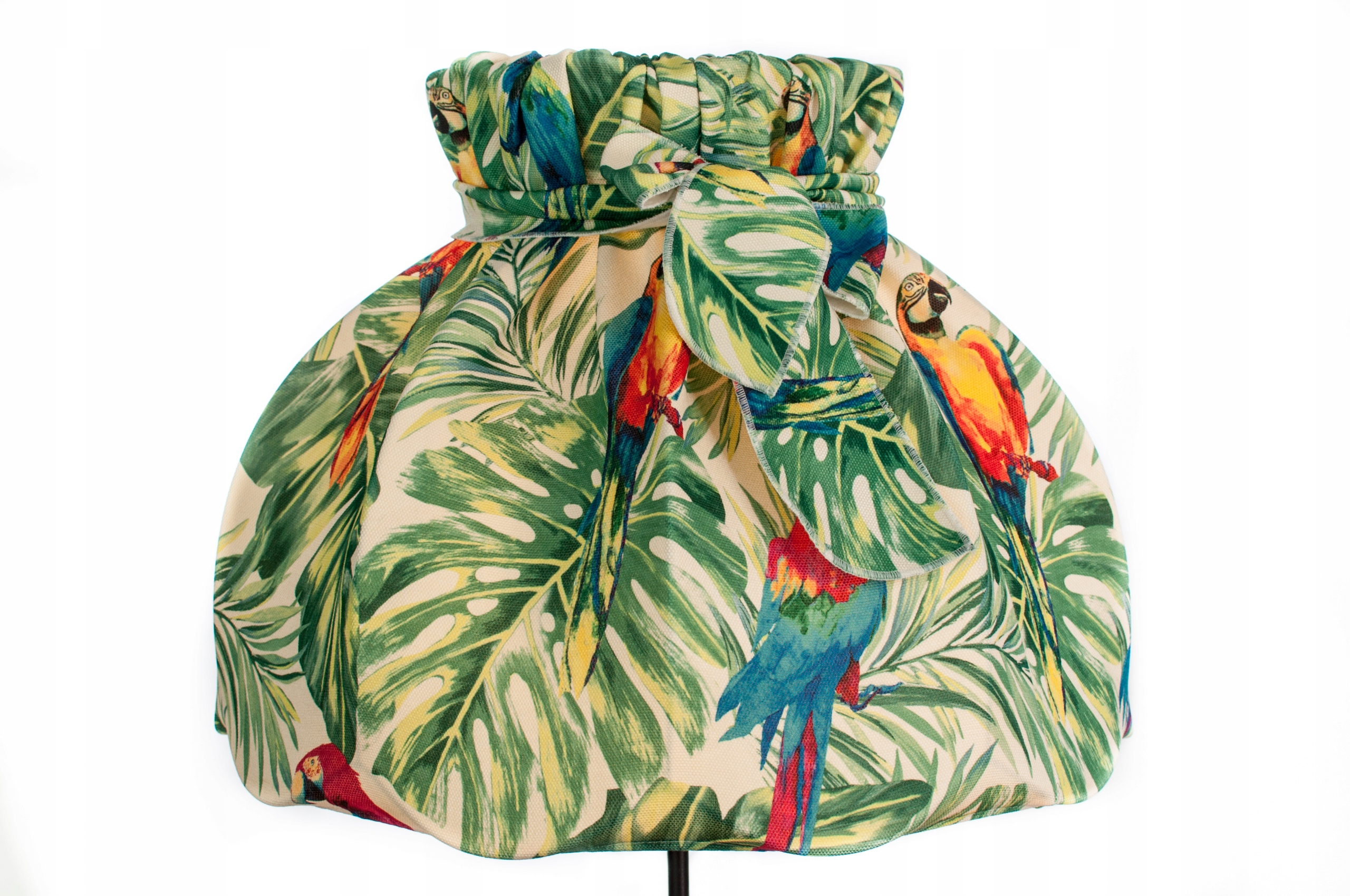 Abażur z kokardą PAPUGI, MONSTERA, PALMY 51 cm