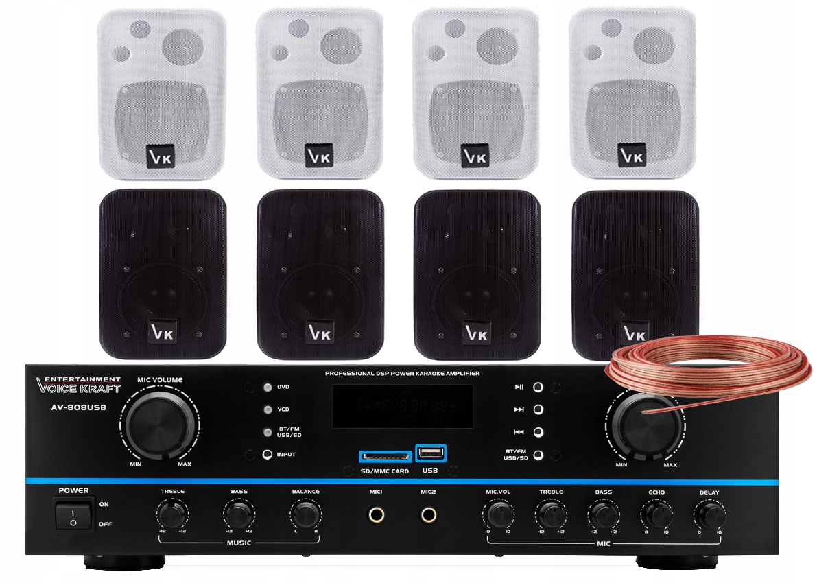 NAGŁOŚNIENIE SKLEPU LOKALU SALONU RESTAURACJI AMPLITUNER BLUETOOTH KOLUMNY