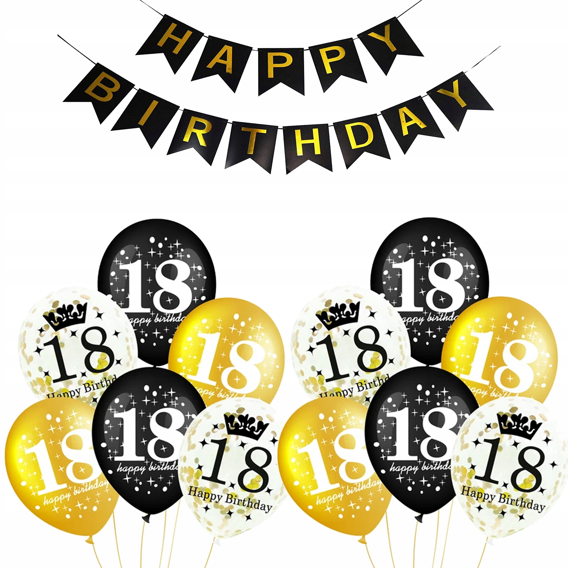 

Baner Happy Birthday i Balony na 18-te Urodziny