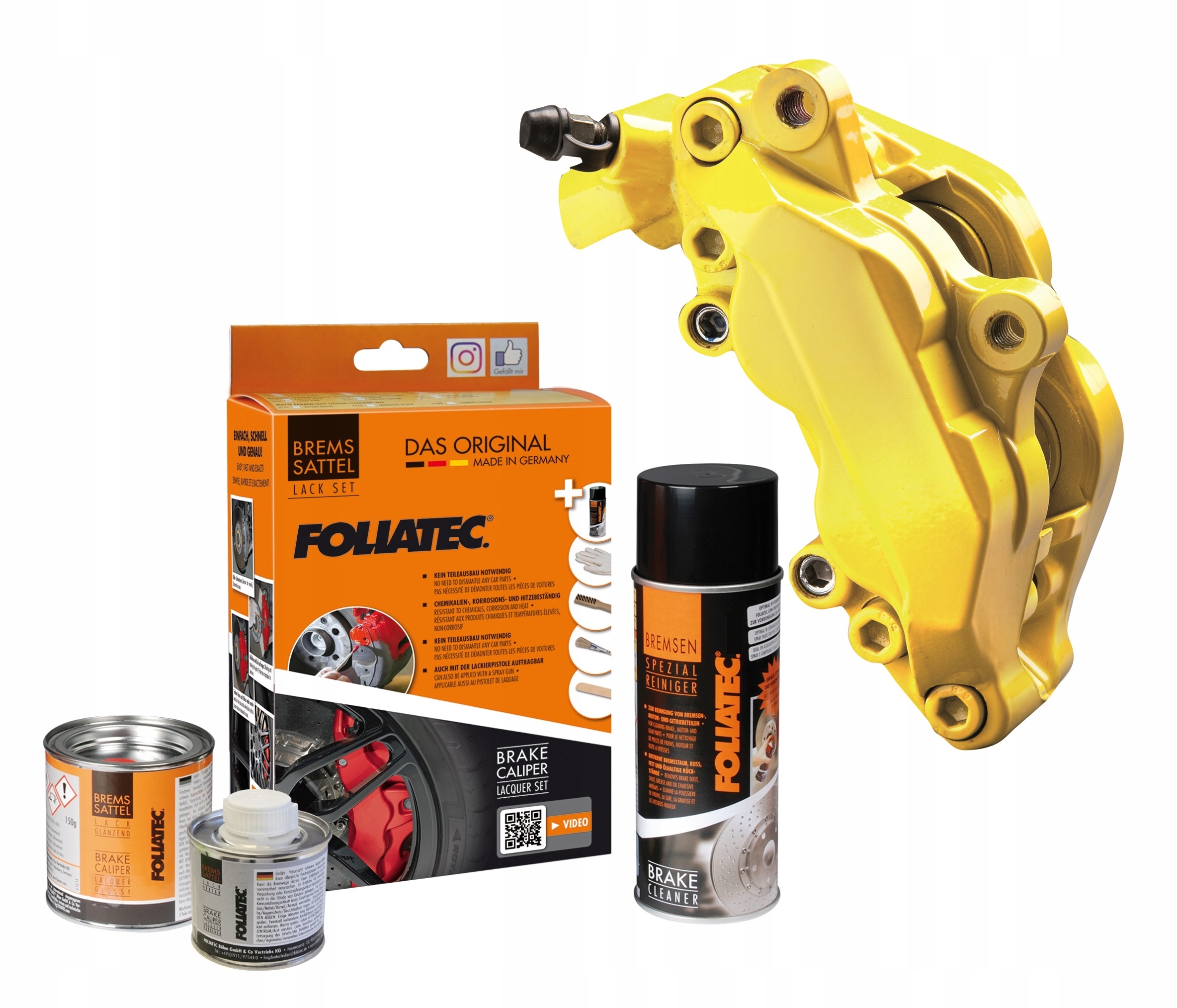 Лак краска для тормозных суппортов желтый Foliatec