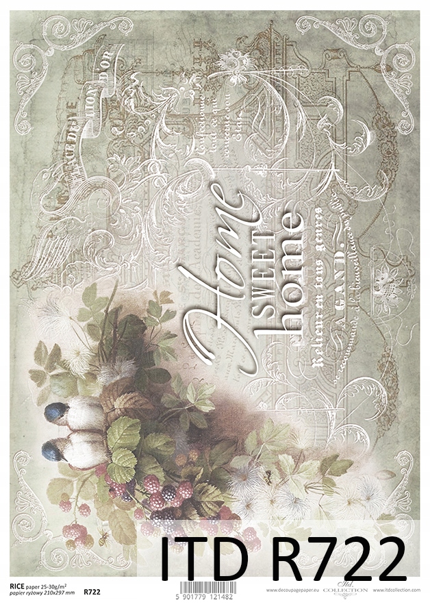 Papier Ryżowy R0722 z włoskami A4 decoupage