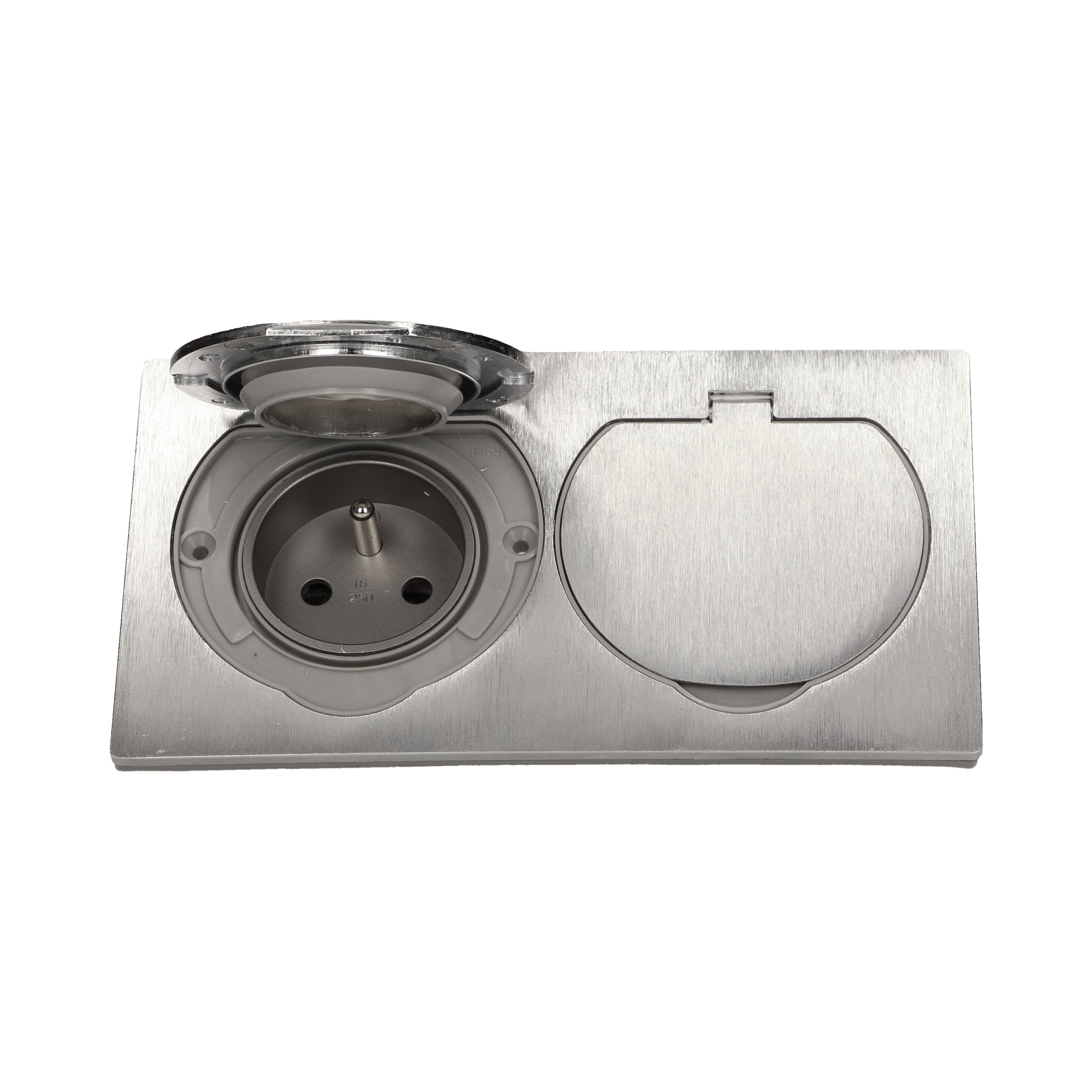 Zapuštěná dvojzásuvka s víčky, hermeticky uzavřená Orno OR-AE-1398, nerez I