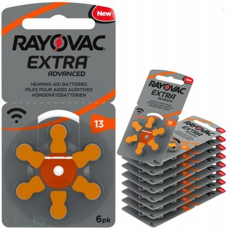 

60x Baterie do aparatów słuchowych Rayovac 13 PR48