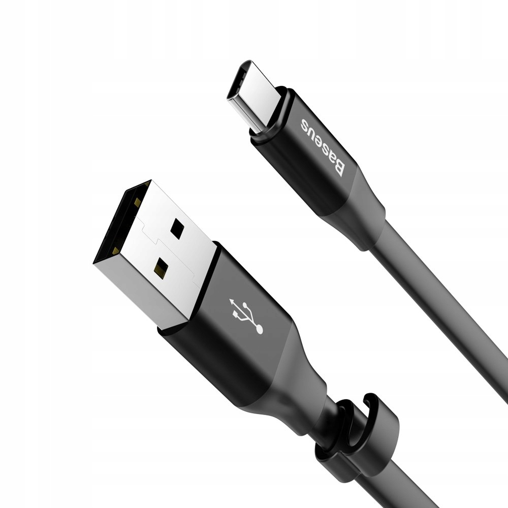 Baseus Krótki Płaski Kabel USB-C do Android Auto Kolor czarny