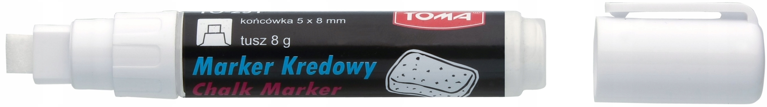 Marker biały KREDOWY 8x5mm ścięty do tablic menu szyb potykaczy TO-291 TOMA