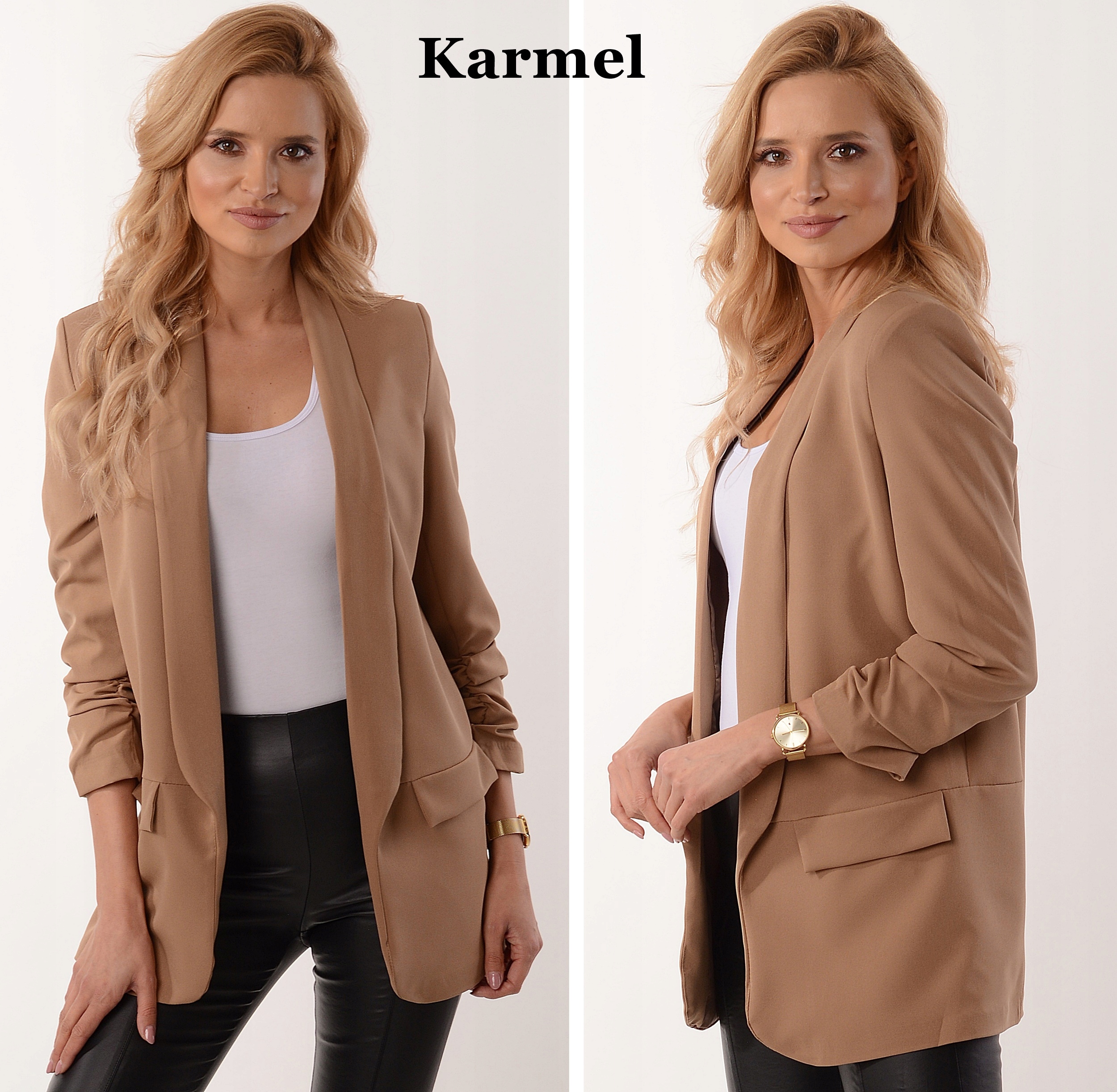 Damska modna Taliowana Marynarka Karmel Z1 6XL/52 Kod producenta Marynarka damska Z1