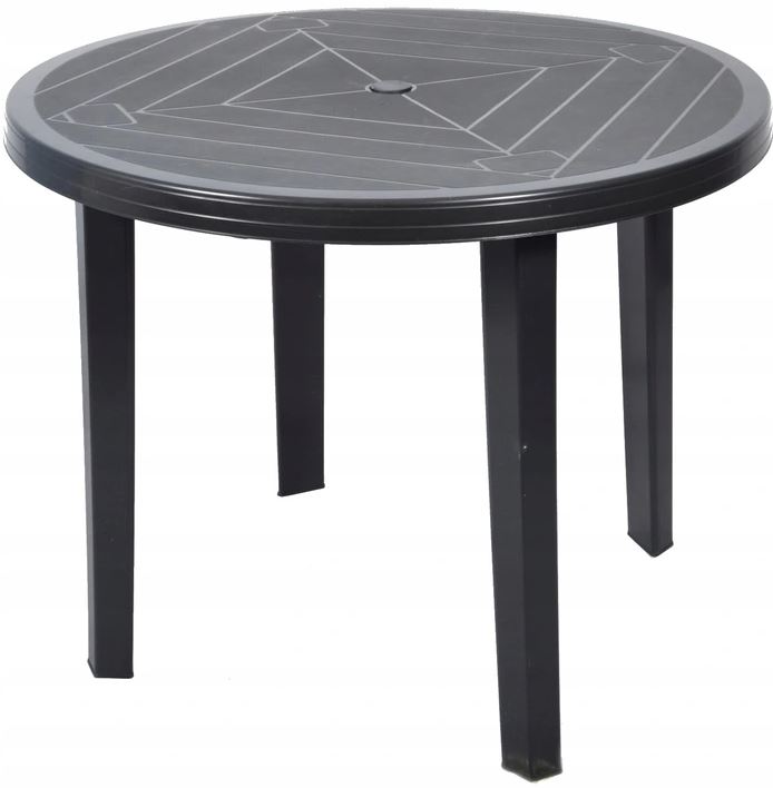 GRAFITOWY MOCNY ZESTAW 4+1 KRZESŁA STÓŁ PLASTIK Linia 1