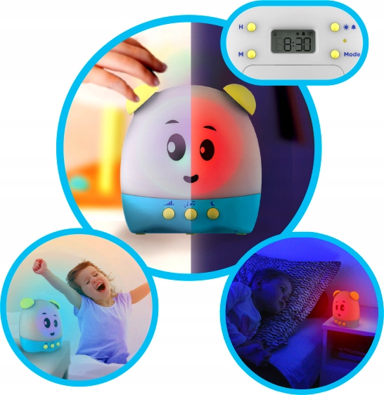 DUSZEK 3W1 - LAMPKA NOCNA, POZYTYWKA, BUDZIK Kolor dominujący biały