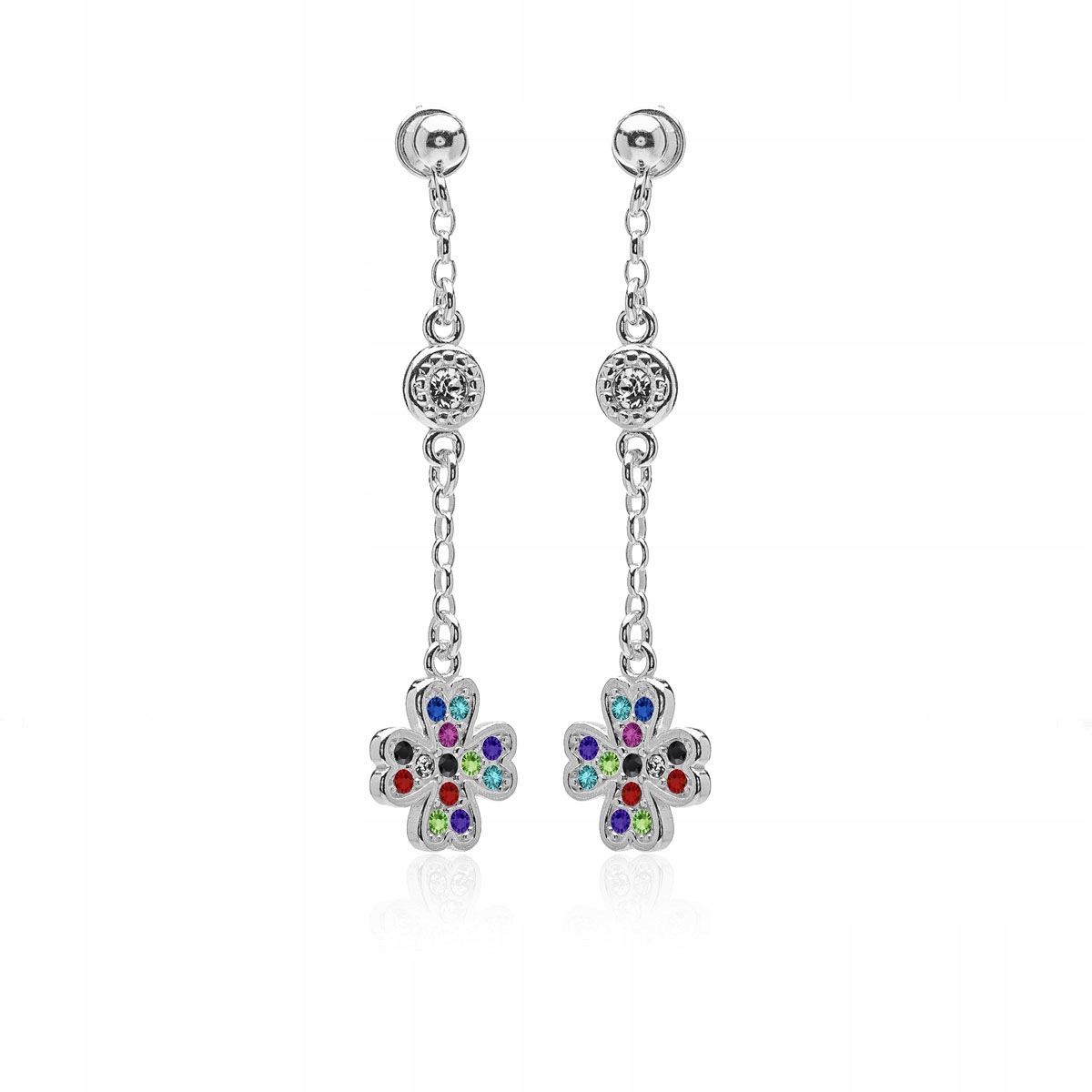 

Kolczyki koniczynki Swarovski Elements srebro rod