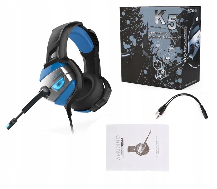 SŁUCHAWKI GAMINGOWE GRACZA LED ONIKUMA PS4 PC K5 Impedancja 16 Ω