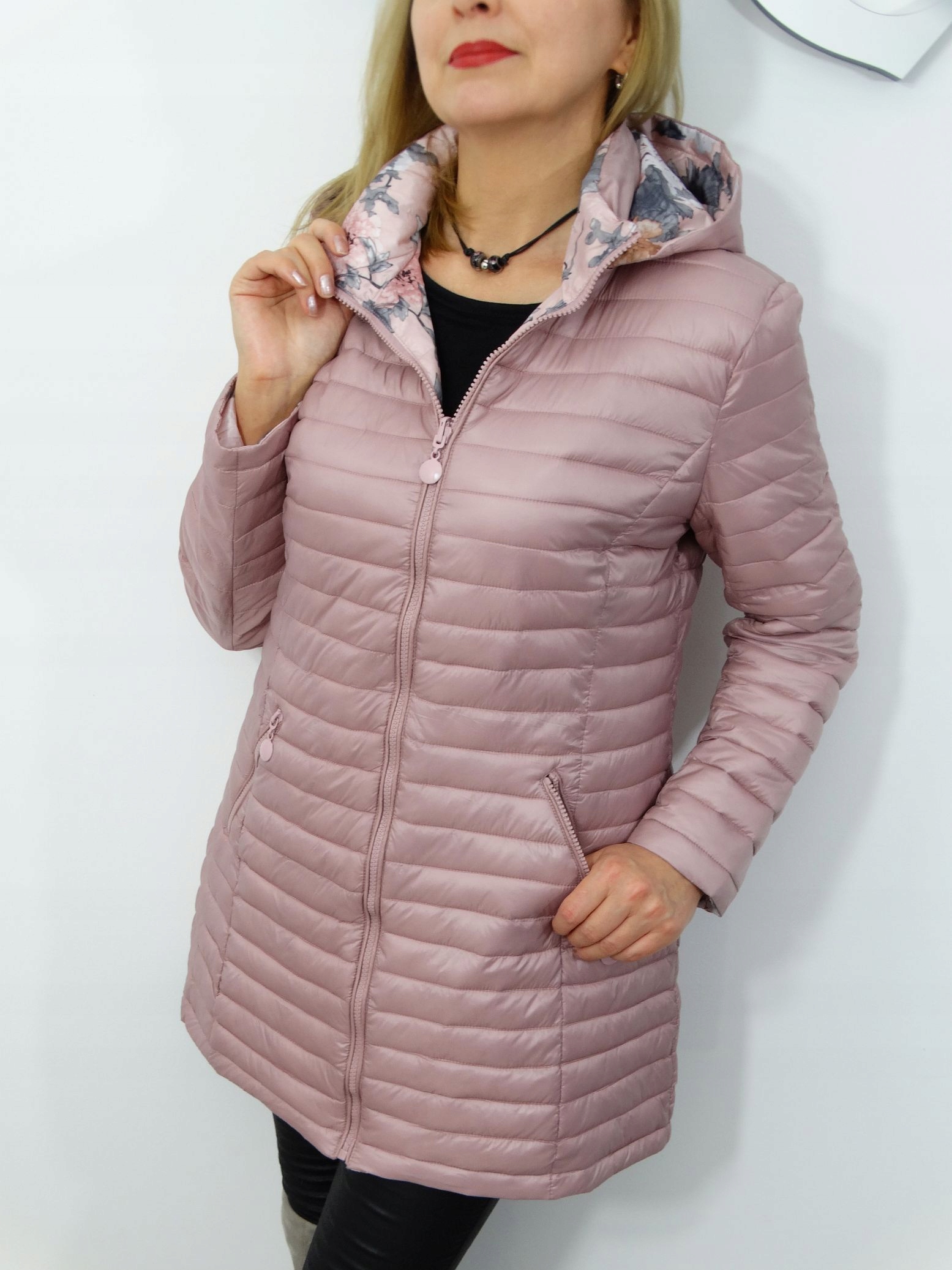 Kurtka Płaszczyk Wiosenna Jesienna MAYA2 48 4XL Kolor różowy