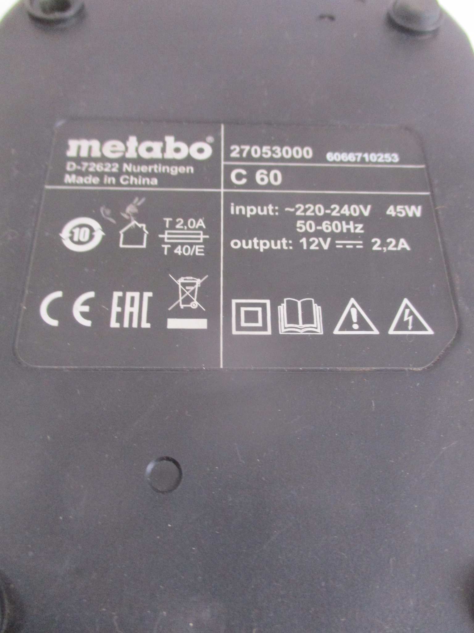 Ładowarka Metabo C 60 Kod producenta C 60