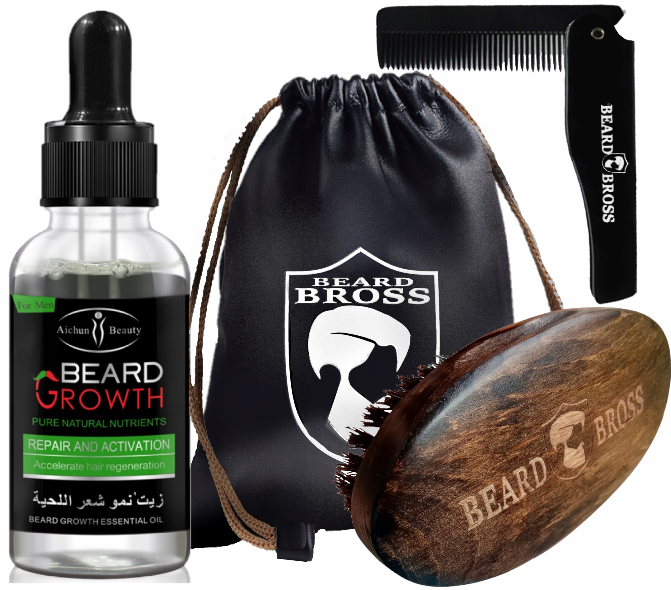 

Zestaw do Brody Olejek na Porost Szczotka Grzebień