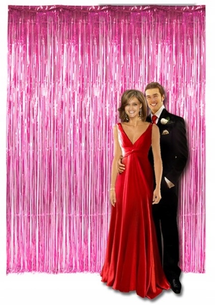 

Kurtyna Metalizowana Różowa 0,9x2,5M Tło Wesele