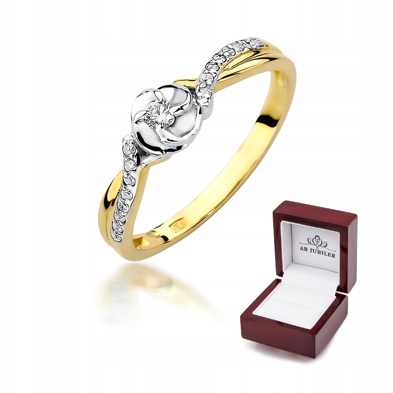 

Złoty Pierścionek Zaręczynowy 585 Brylanty 0,12ct