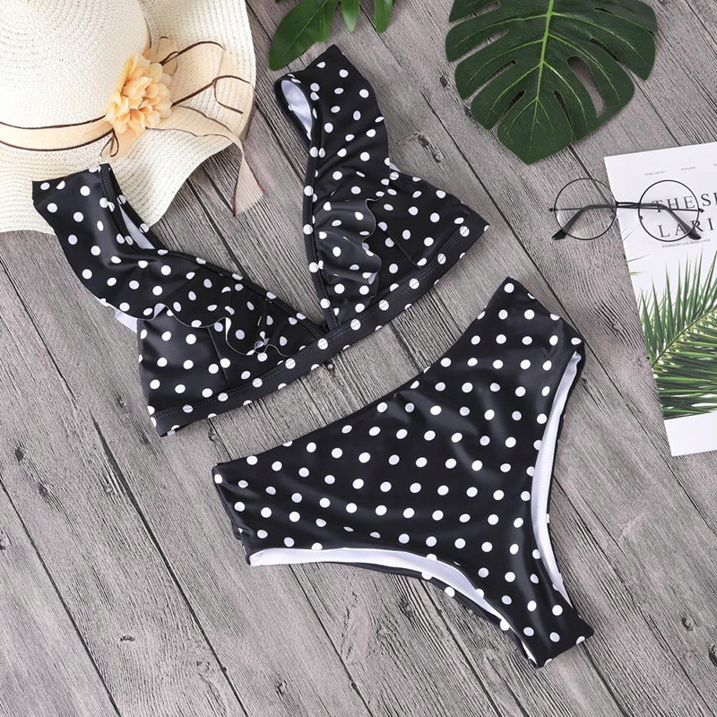 STRÓJ KĄPIELOWY BOHO BIKINI KROPKI DWUCZĘŚCIOWY KOSTIUM FIGI WYSOKI STAN L Płeć kobieta