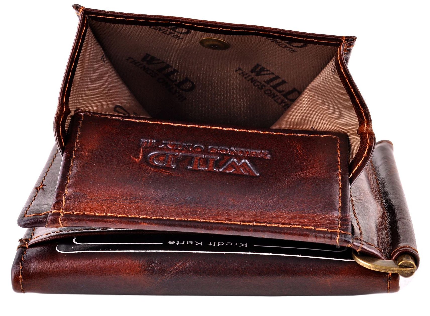 Hnědá Elegantní pánská peněženka Mládežnická Bankovka Peklo Wild Only