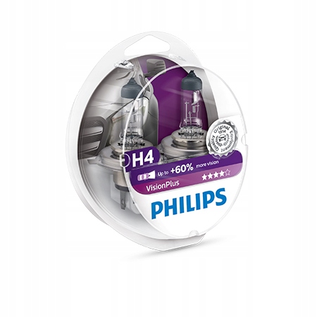 

Philips Żarówki H4 VisionPlus +60% Więcej Światła