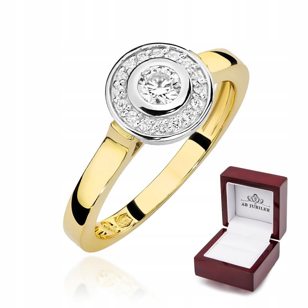 

Złoty Pierścionek Brylanty 0,23ct Próba 585 Grawer