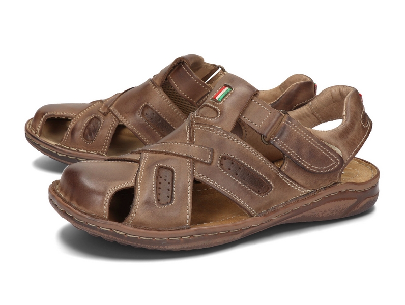 SANDAŁY NA RZEPY SKÓRA POLSKIE 116 BRĄZ 44 Rozmiar 44