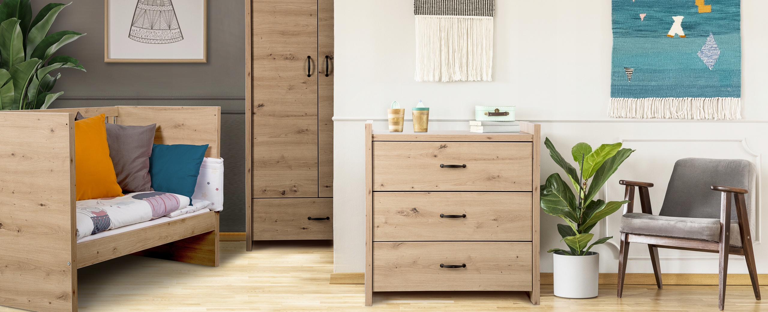 LITTLESKY BY KLUPŚ ŁÓŻECZKO SOFA AMELIA 120X60 DĄB Płeć Chłopcy Dziewczynki