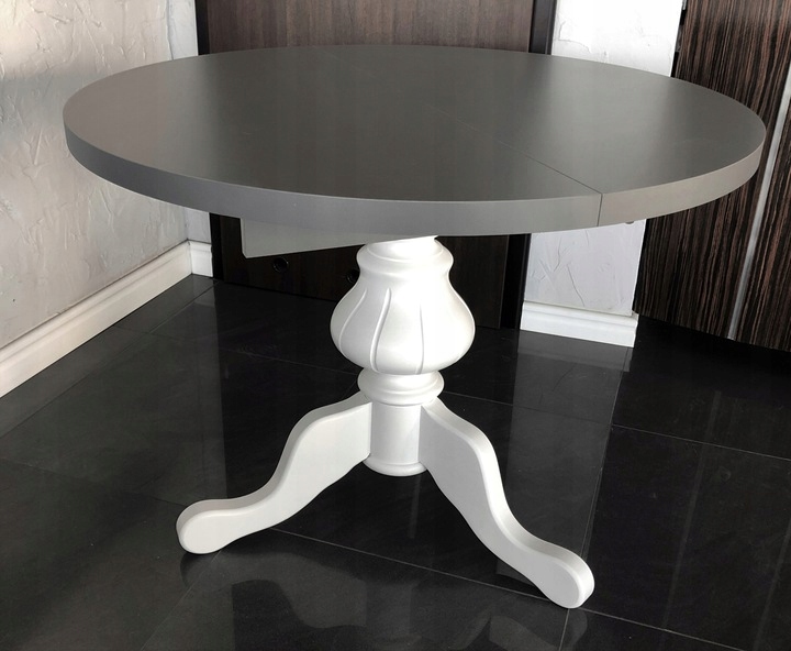 Stół okrągły szary na jednej nodze