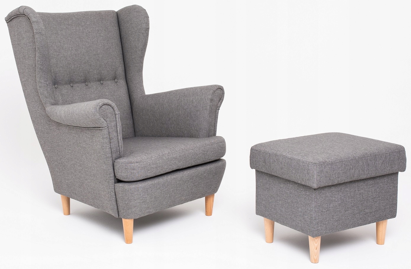 Fotel USZAK z podnóżkiem WELUR PLAMOODPORNY