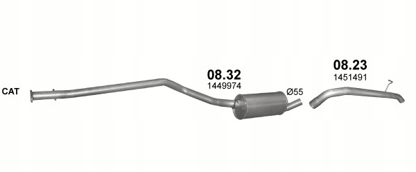 Tłumik Ford Transit Connect poj.1,8 Diesel 04-06r. SWB Numer katalogowy części 08.32