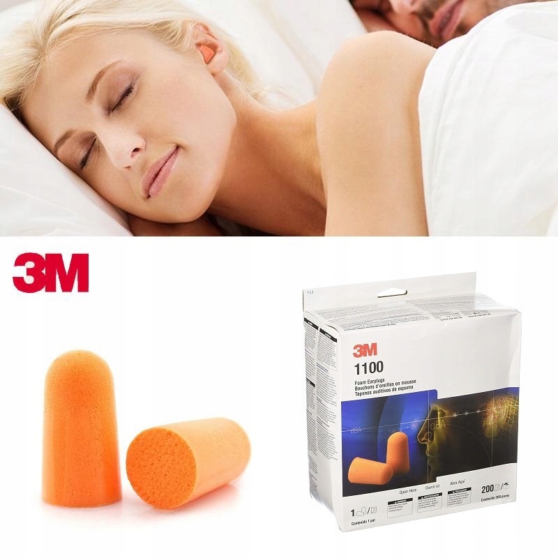 Zatyczki Stopery do Uszu 3M 1100 Wkładki Przeciwhałasowe 1 Para ORYGINAŁ Marka 3M