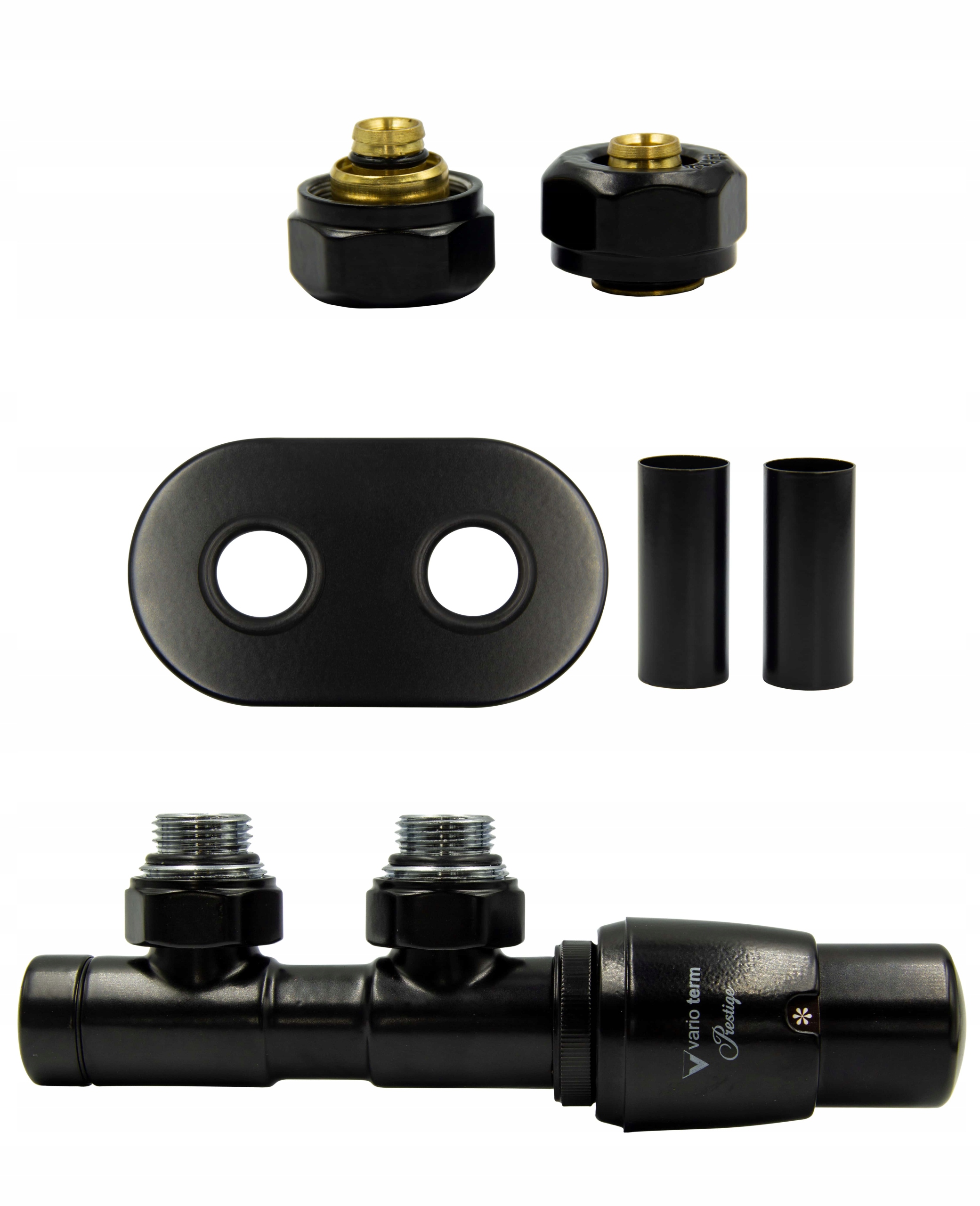 

Zawór term Twins 50mm czarny mat +złączk+rozet P/l