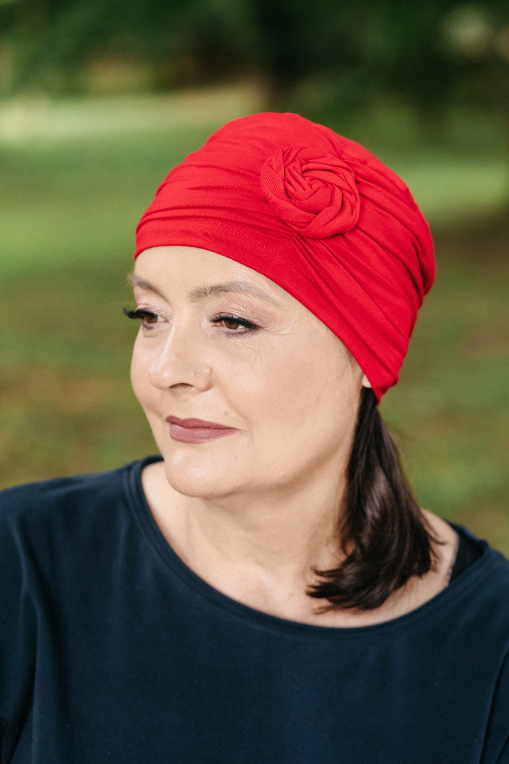 

Czapka Nina czerwona Turban na zimę Eva Design