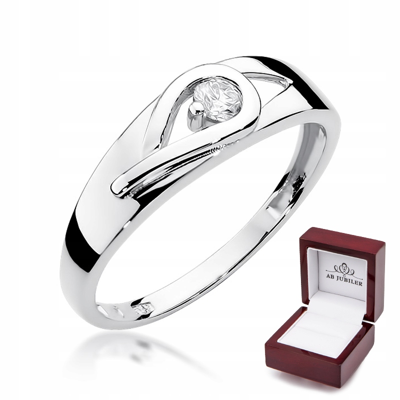 

Pierścionek Białe Złoto Brylant 0,12ct 585 Grawer