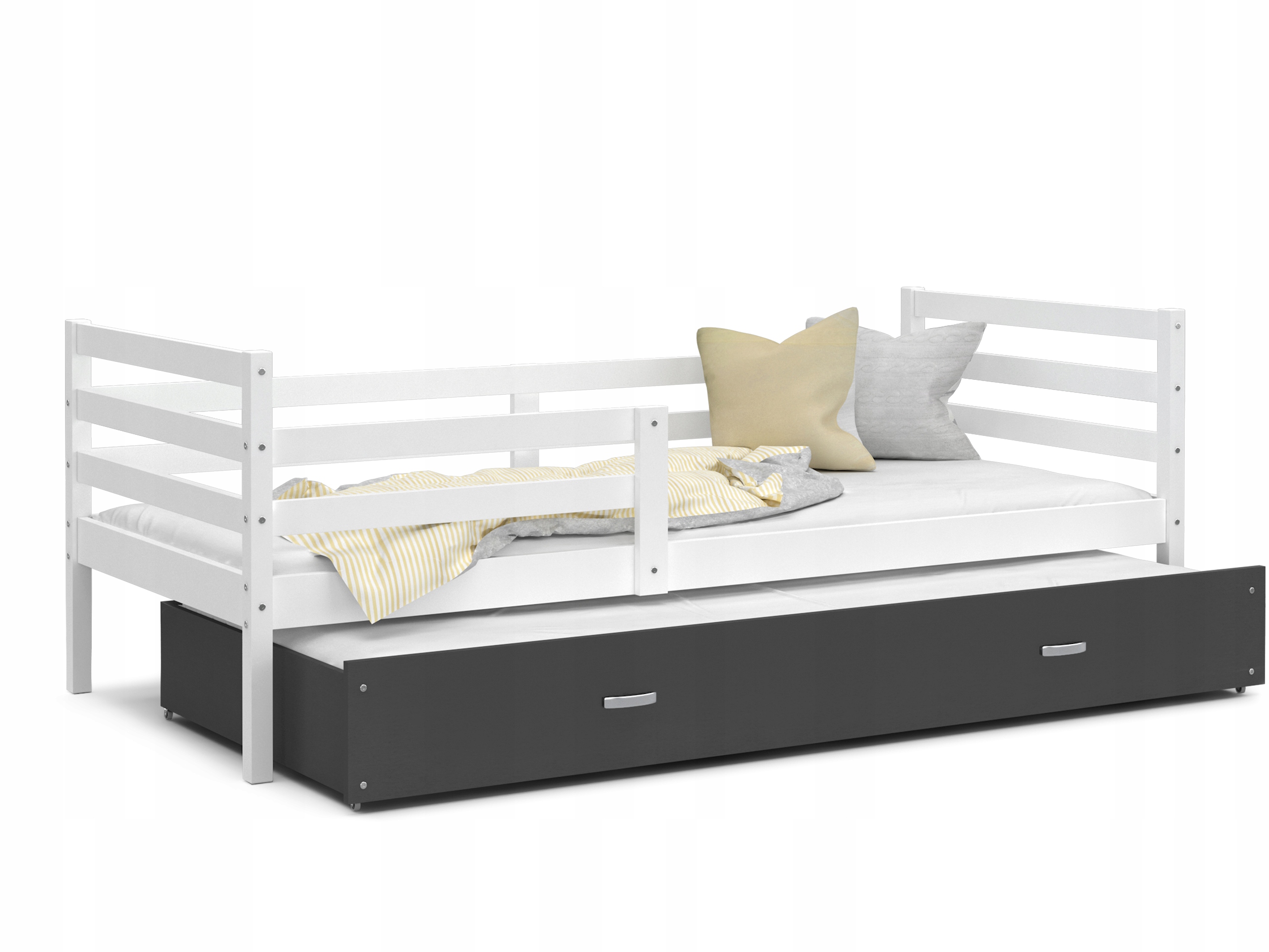 Łóżko dziecięce 200x90 białe szare JACEK P2