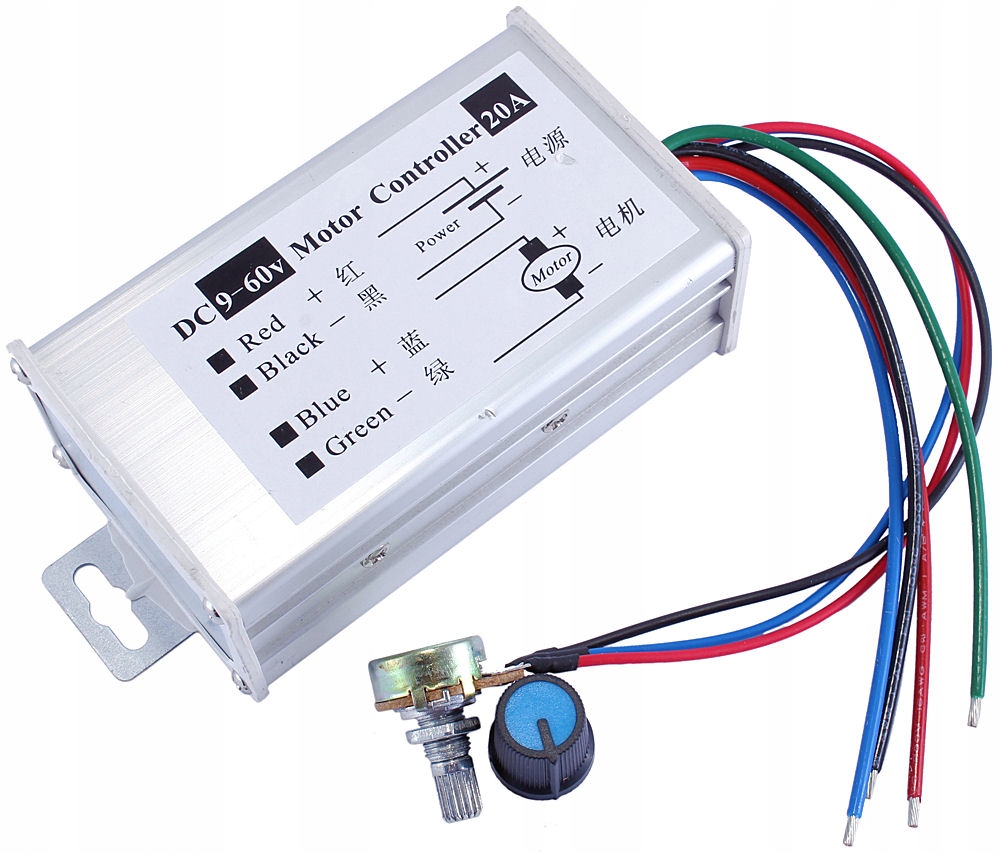 

Regulator Pwm Obrotów Silnika DC 9-60V 20A 12V 24V
